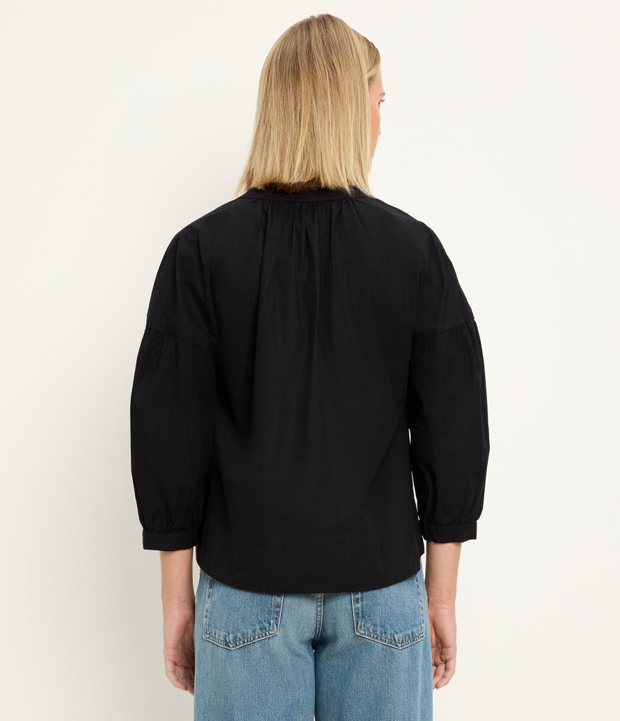 Cate 3/4 Sleeve Top in Black Back View #BLACK