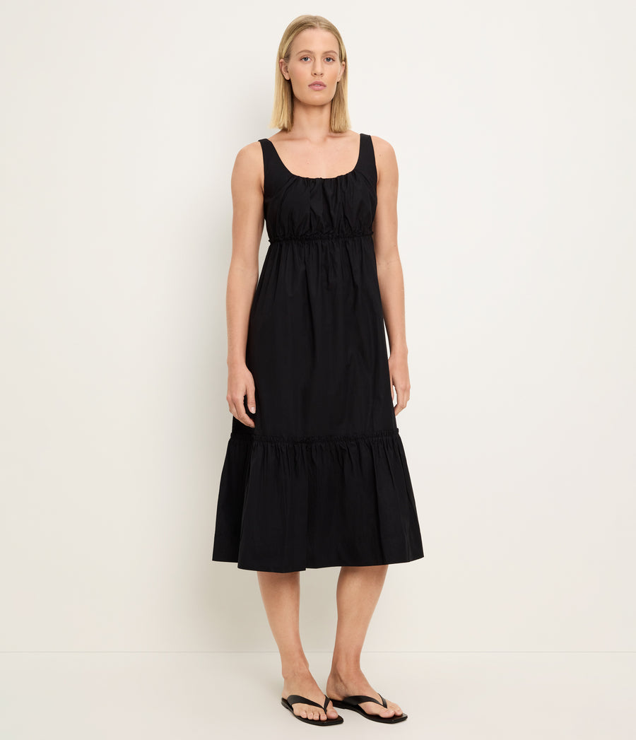Lilith Midi Dress in Black Side View #BLACK