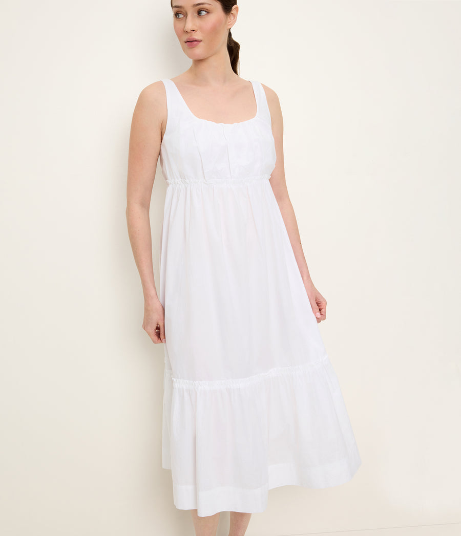 Lilith Midi Dress Full Body View #WHITE