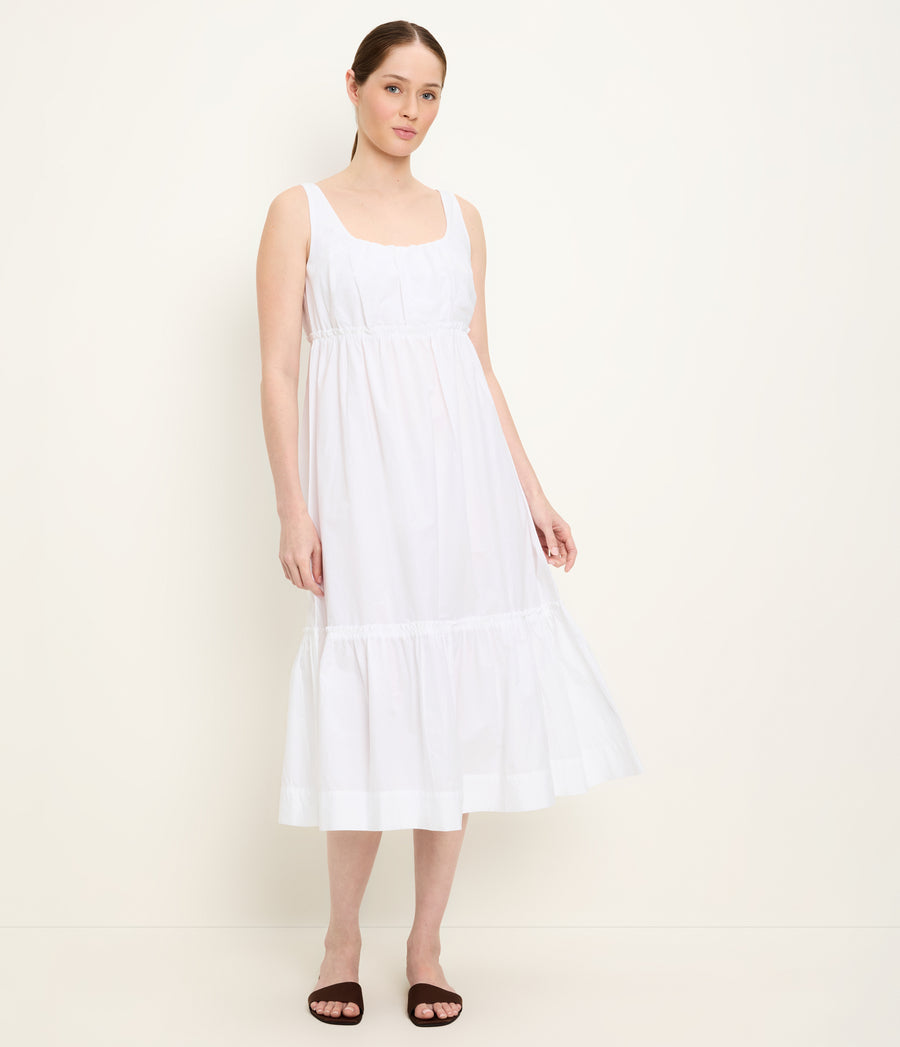 Lilith Midi Dress Full Body View #WHITE