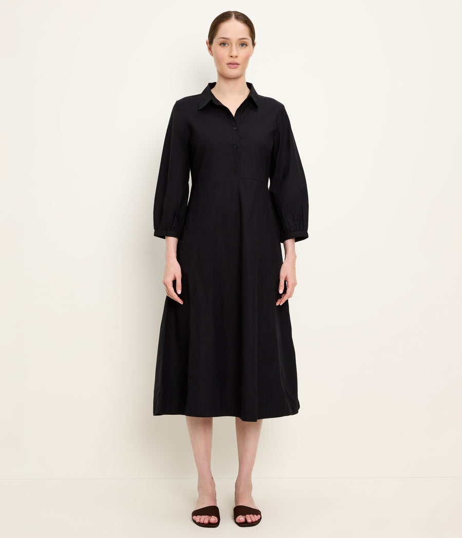 Theresa Shirt Dress in Black Full Body View #BLACK