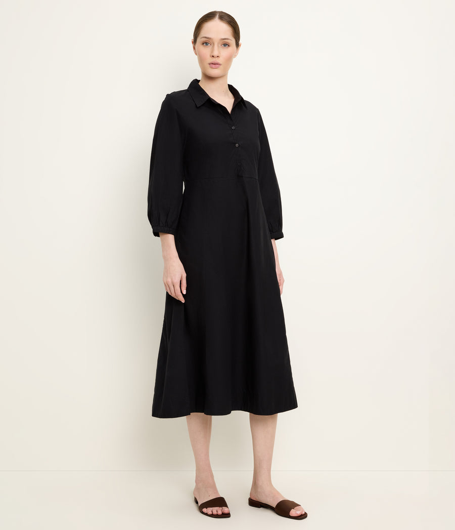 Theresa Shirt Dress in Black Side View #BLACK
