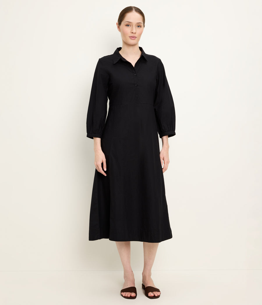 Theresa Shirt Dress in Black Full Body View #BLACK
