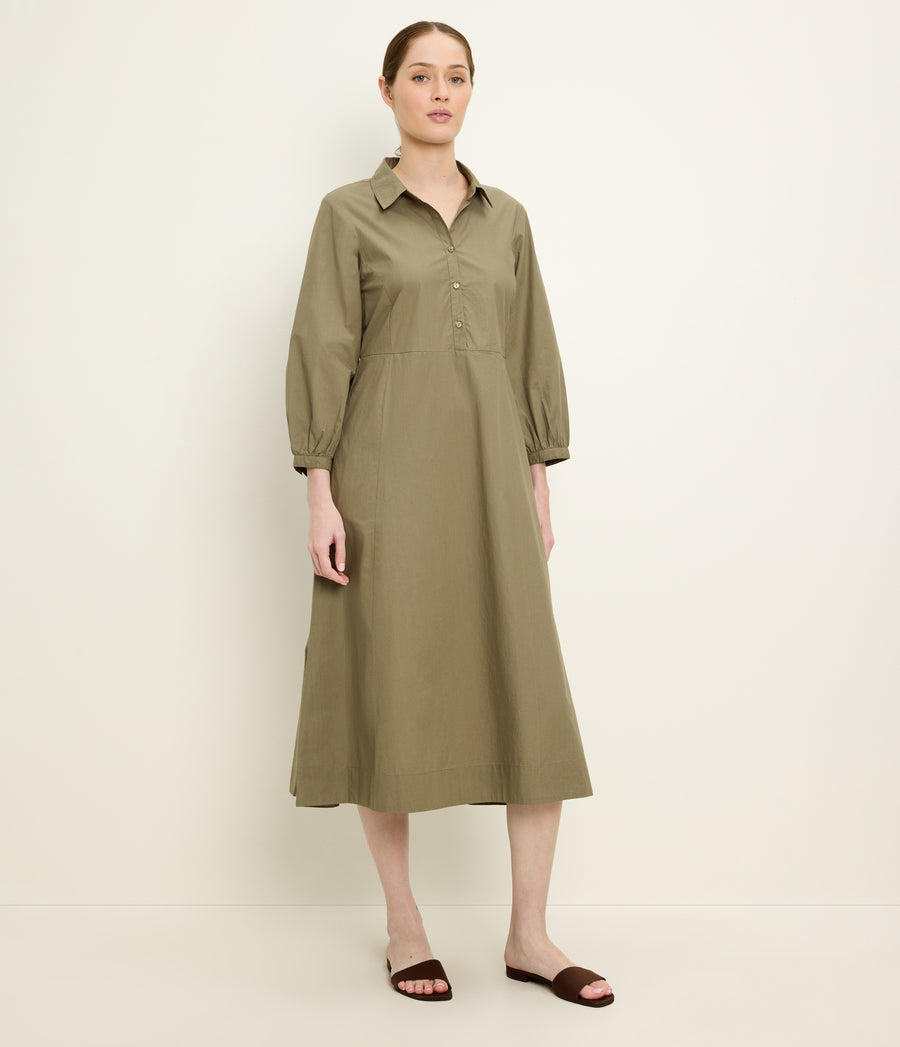 Theresa Shirtdress in CAPER  Green Side View #CAPER
