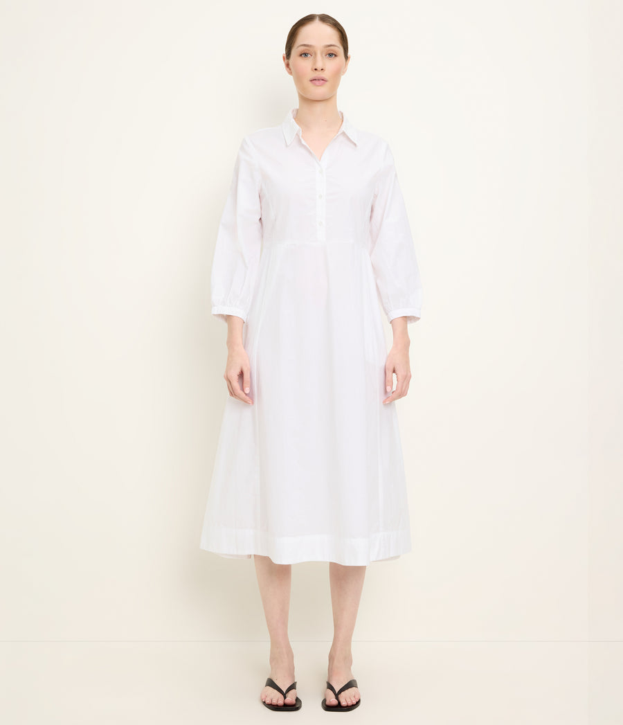 Theresa Shirt Dress in White Full Body View #WHITE
