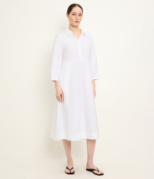 Theresa Shirt Dress in White Full Body View #WHITE