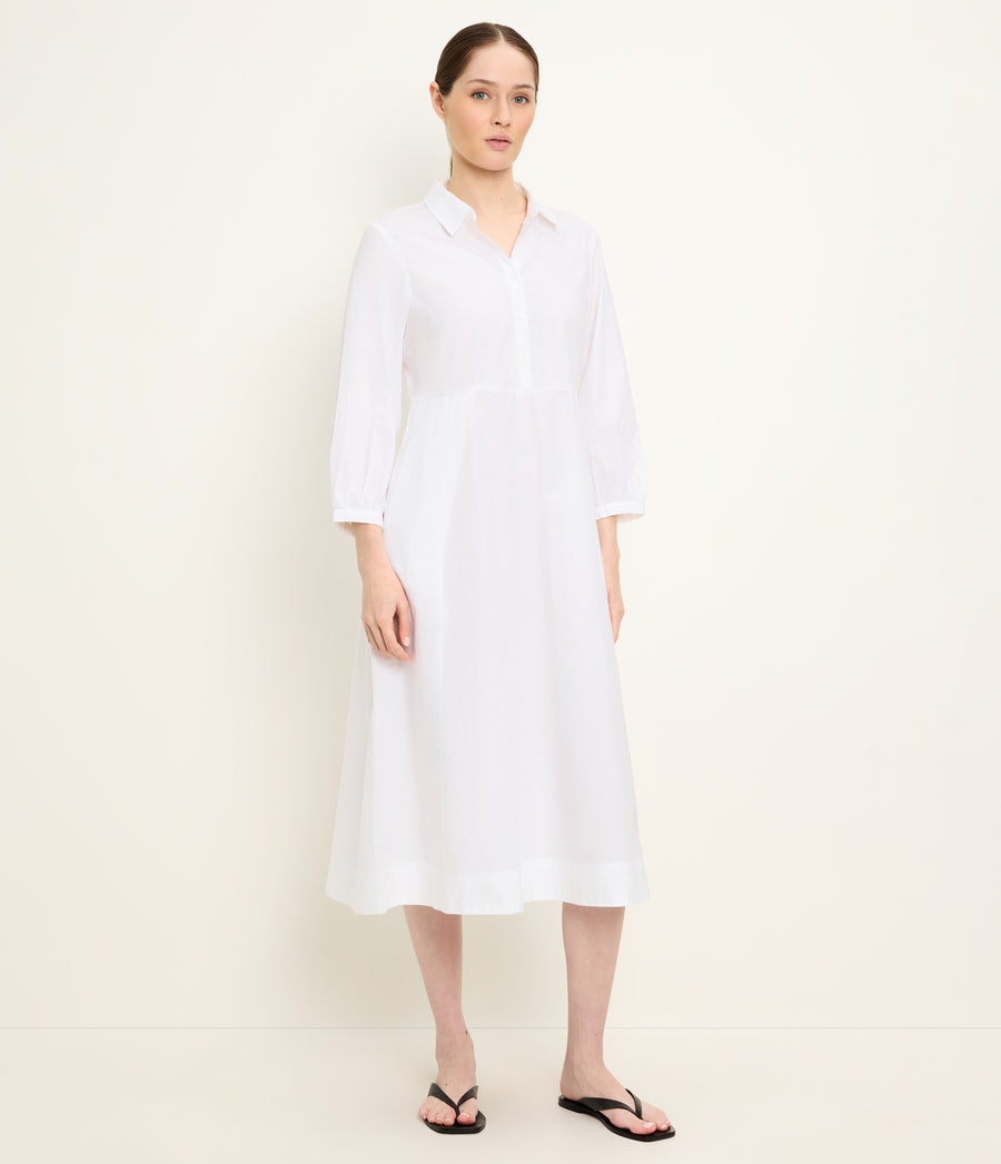 Theresa Shirt Dress in White Full Body View #WHITE