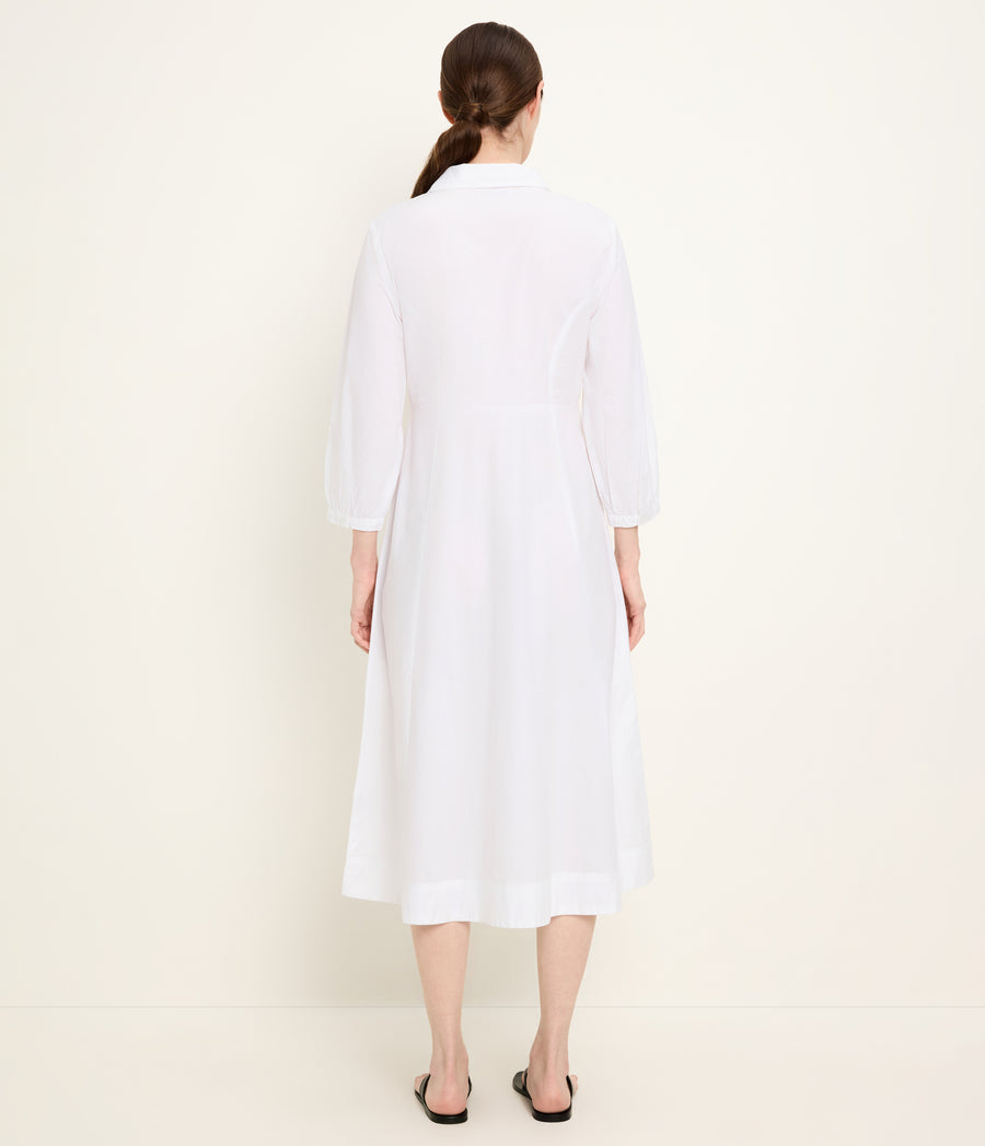 Theresa Shirt Dress in White Back View  #WHITE