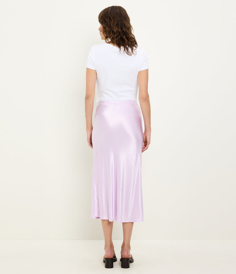 Leila Bias Midi Skirt in WHIMSY PURPLE Back View #WHIMSY