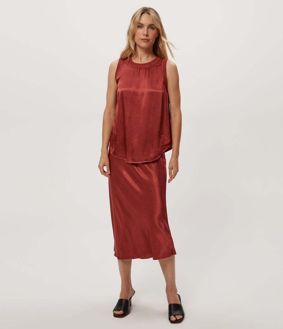 Leila Bias Midi Skirt in MUSE ORANGE Combo Close up View #MUSE