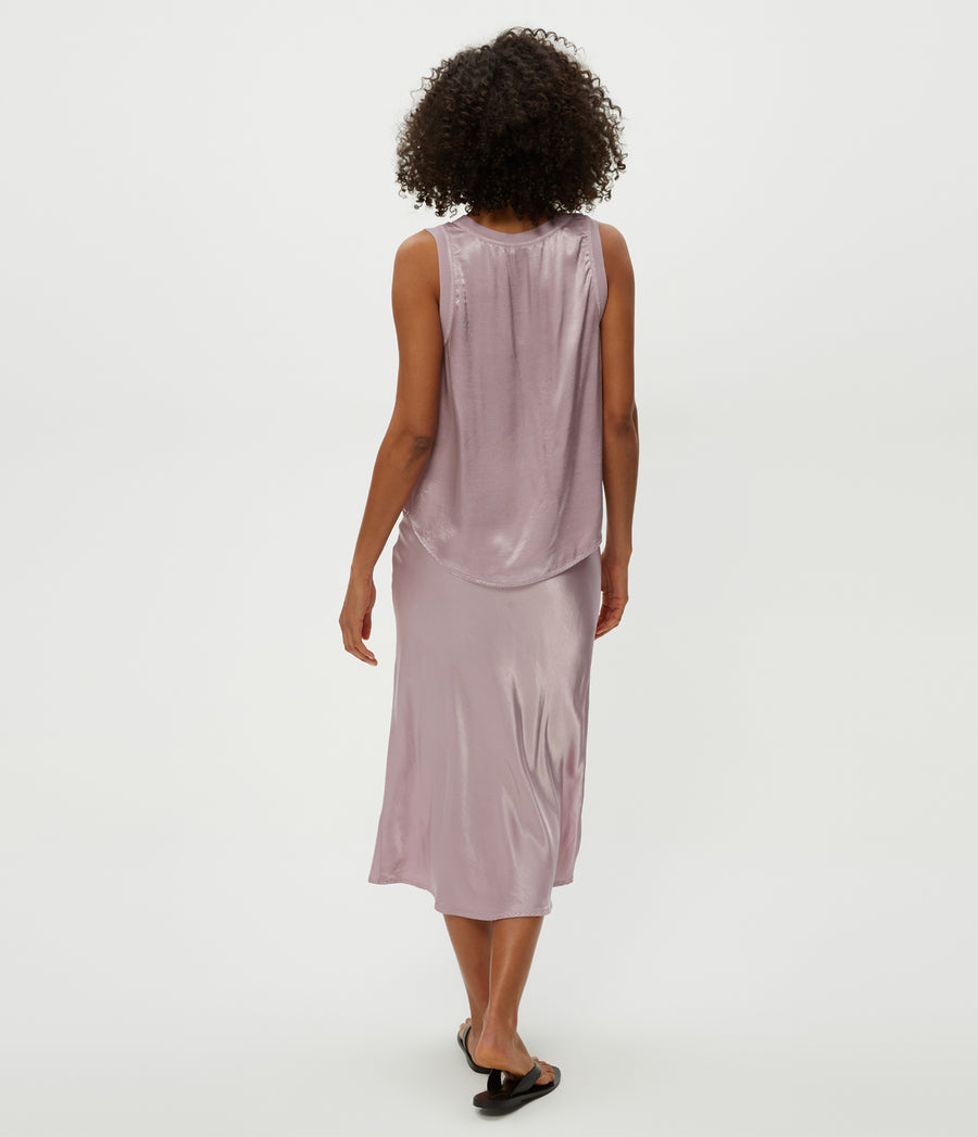 Leila Bias Midi Skirt in Sachet Purple Back View #SACHET