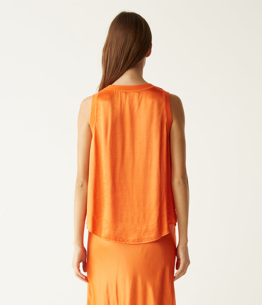 Shay Satin Tank in Heatwave Orange Back View #HEATWAVE