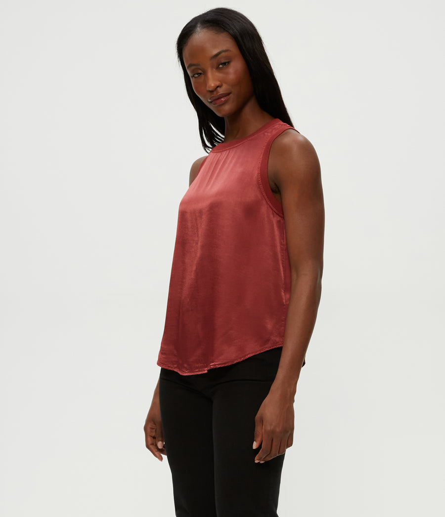 Shay Satin Tank in MUSE ORANGE Combo Side View #MUSE