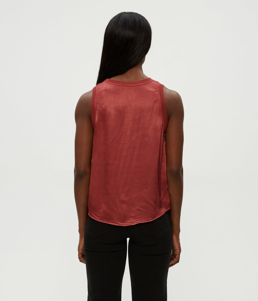 Shay Satin Tank in MUSE ORANGE Combo Back View #MUSE