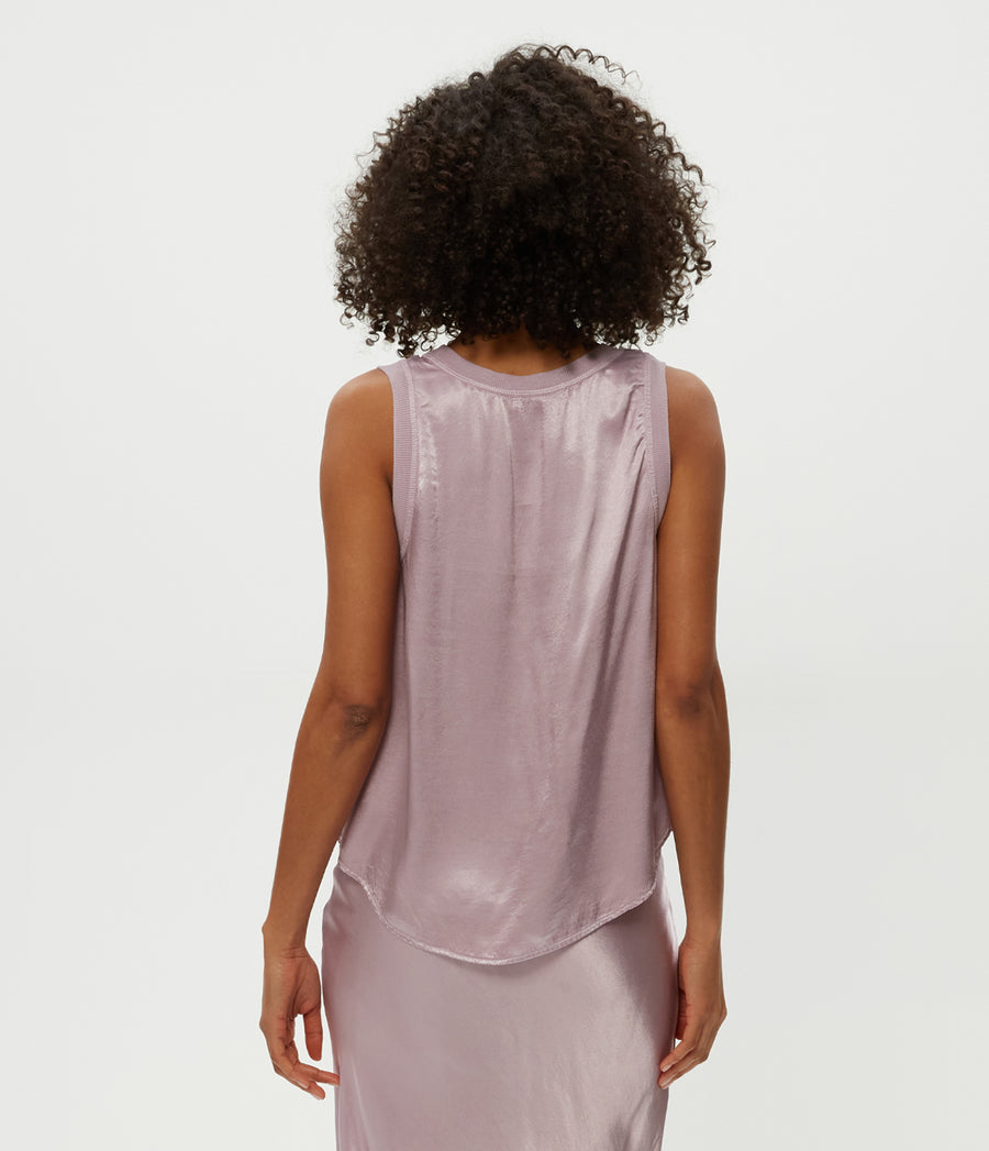 Shay Satin Tank in Sachet Purple Back View #SACHET