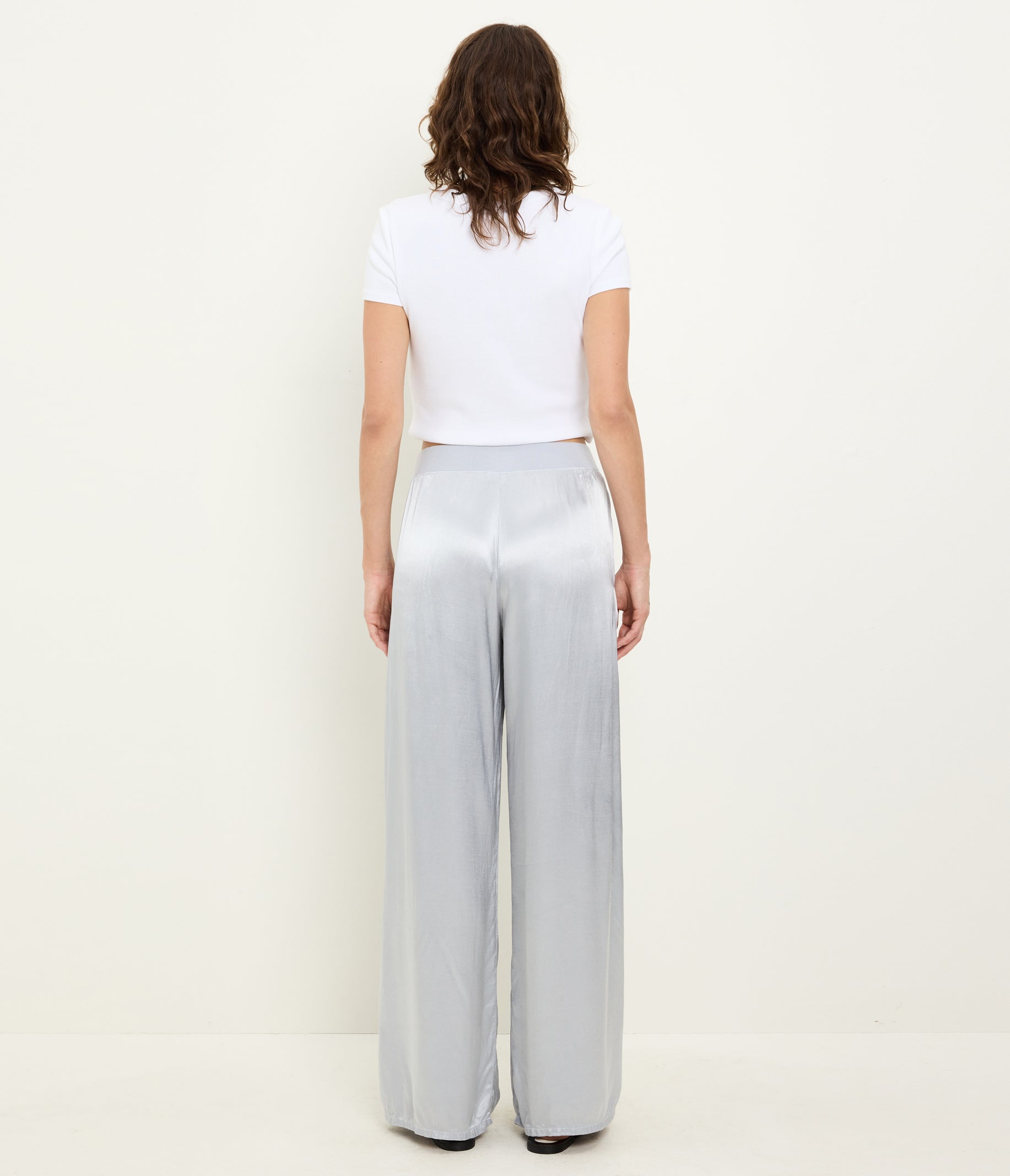 satin dress slacks Michael Stars Cyrus Satin Wide Leg Pants - Nocturnal
