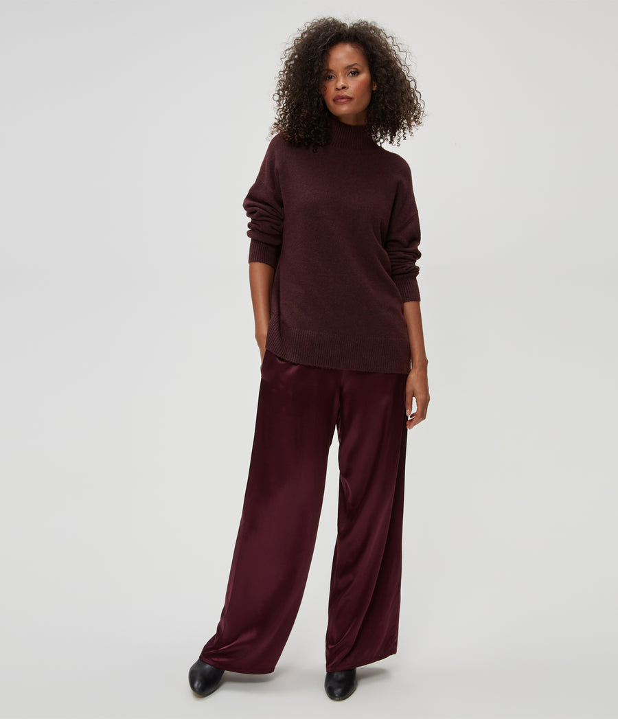 Petite Cyrus Pant in Beetroot Purple Front View #BEETROOT