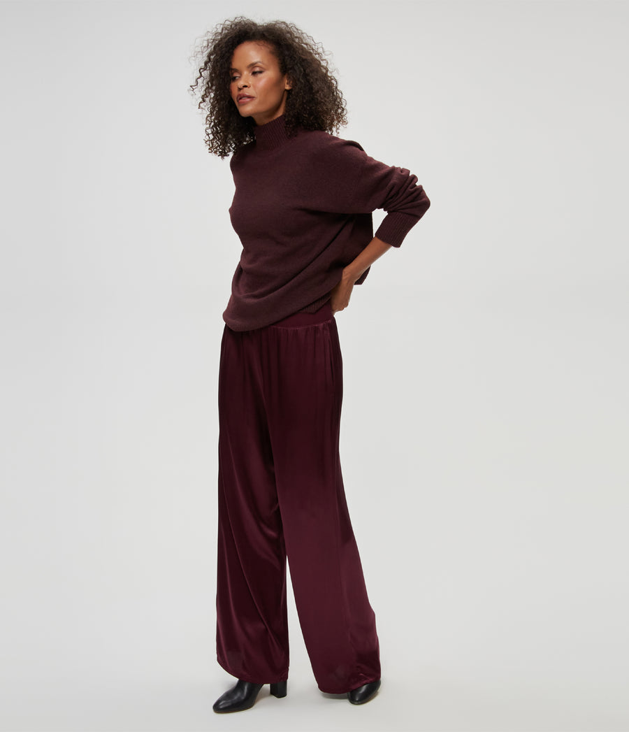 Petite Cyrus Pant in Beetroot Purple Side View #BEETROOT