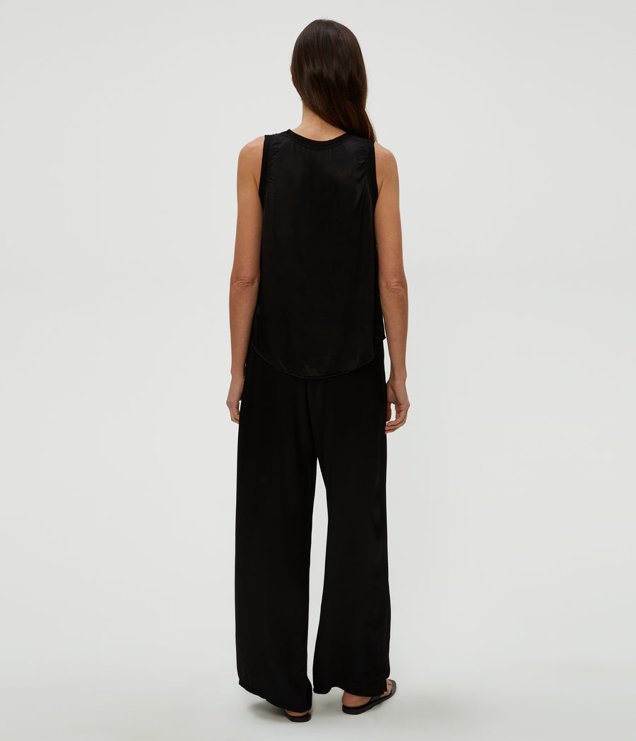 Cyrus Satin Pant in Black  Back View #BLACK