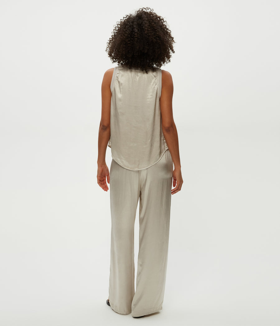 Cyrus Satin Pant in Cement Grey Back View #CEMENT