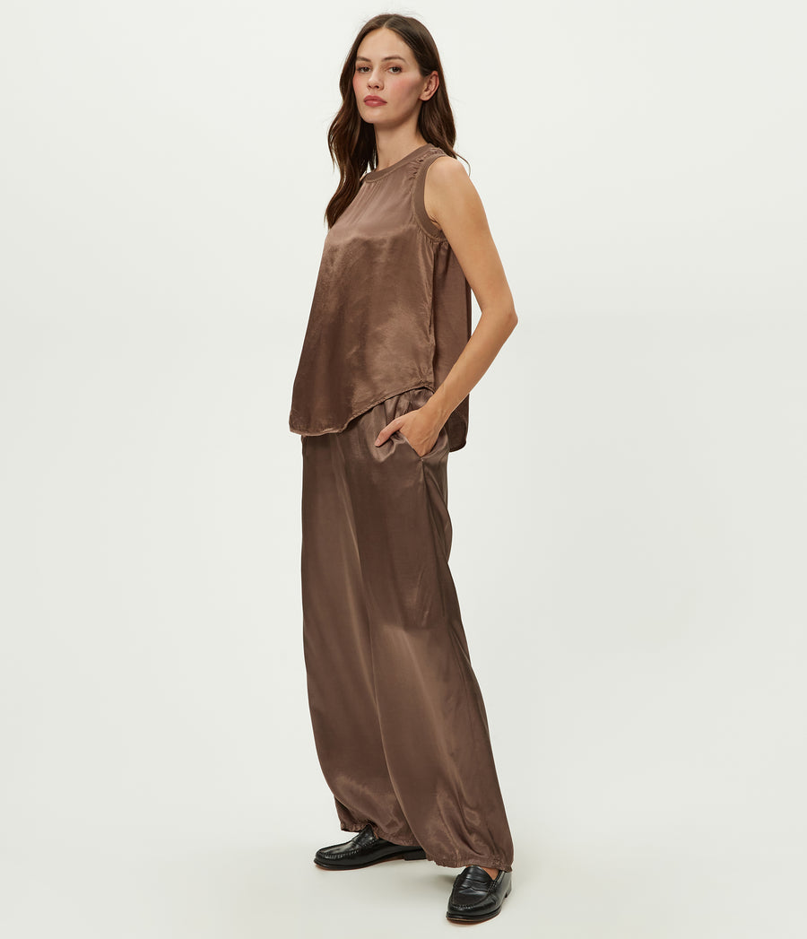 Petite Cyrus Pant in Cobblestone Brown Side View #COBBLESTONE