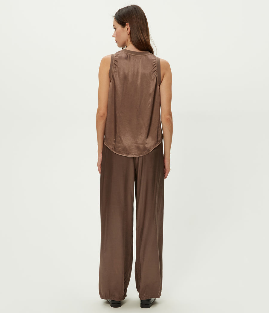 Petite Cyrus Pant in Cobblestone Brown Back View #COBBLESTONE