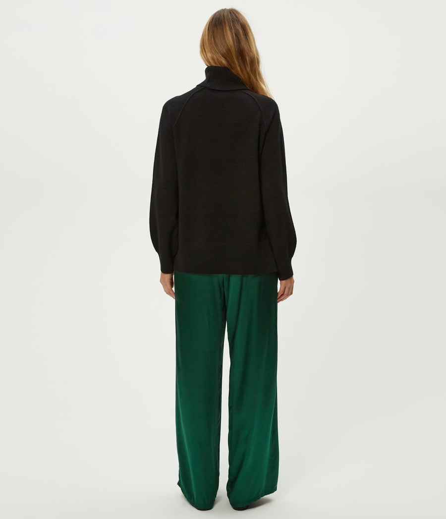Cyrus Satin Pant in Emerald GREEN Back View #EMERALD