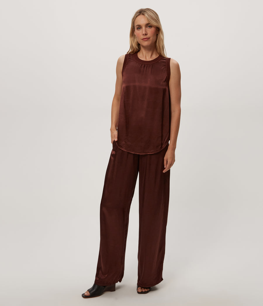 Petite Cyrus Pant in ESPRESSO Brown Full Body View #ESPRESSO