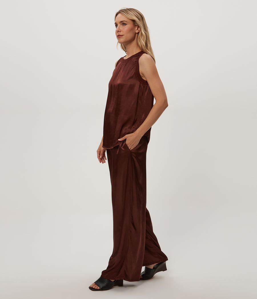 Petite Cyrus Pant in ESPRESSO Brown Side View #ESPRESSO