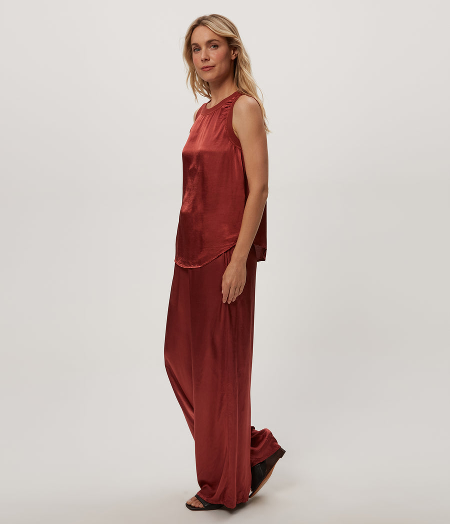Cyrus Satin Pant in MUSE ORANGE Combo Side View #MUSE