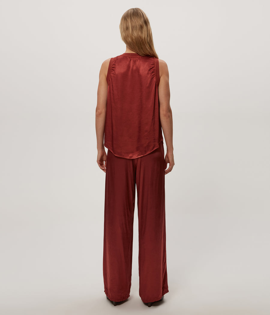 Cyrus Satin Pant in MUSE ORANGE Combo Back View #MUSE