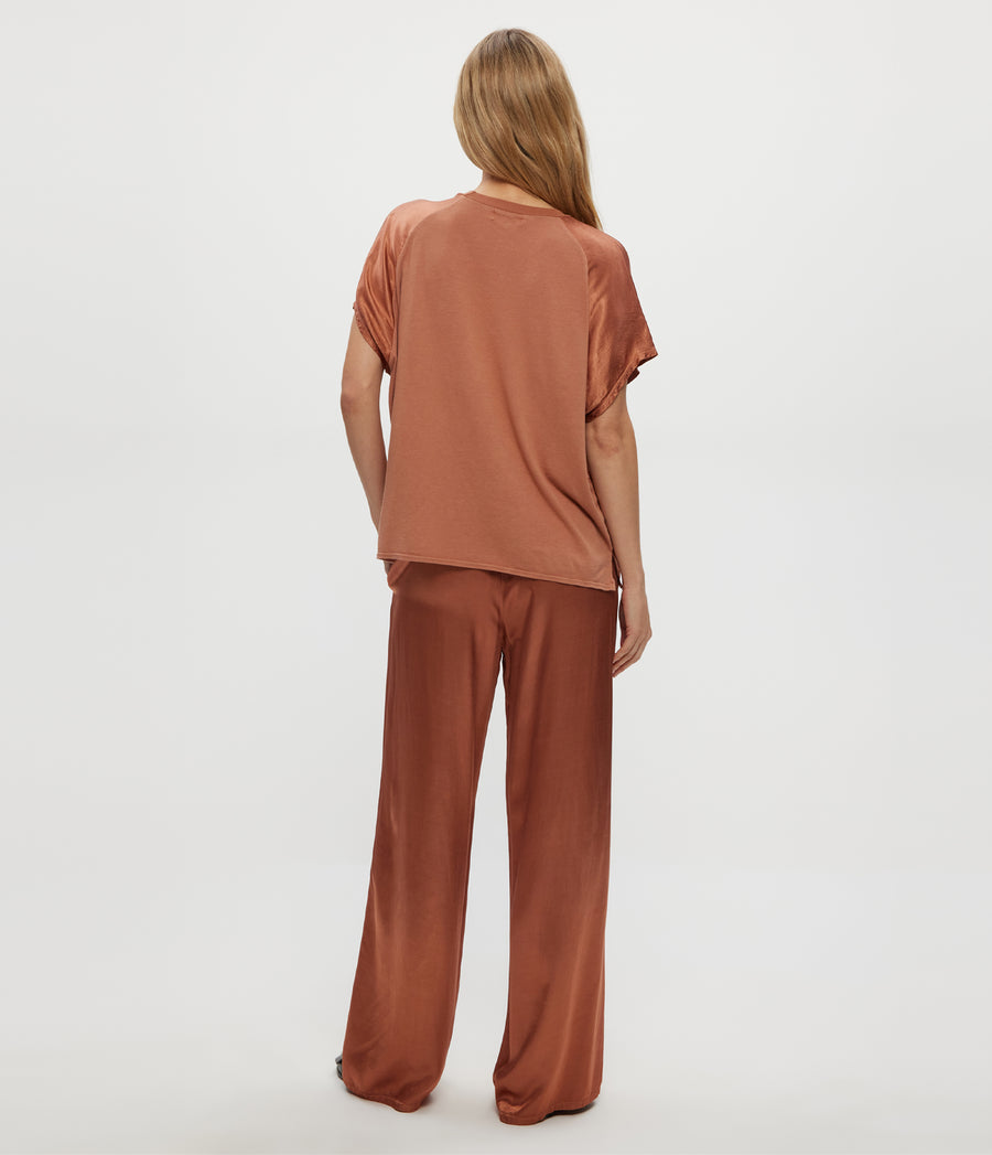 Cyrus Satin Pant in TERRA Orange Back View #TERRA