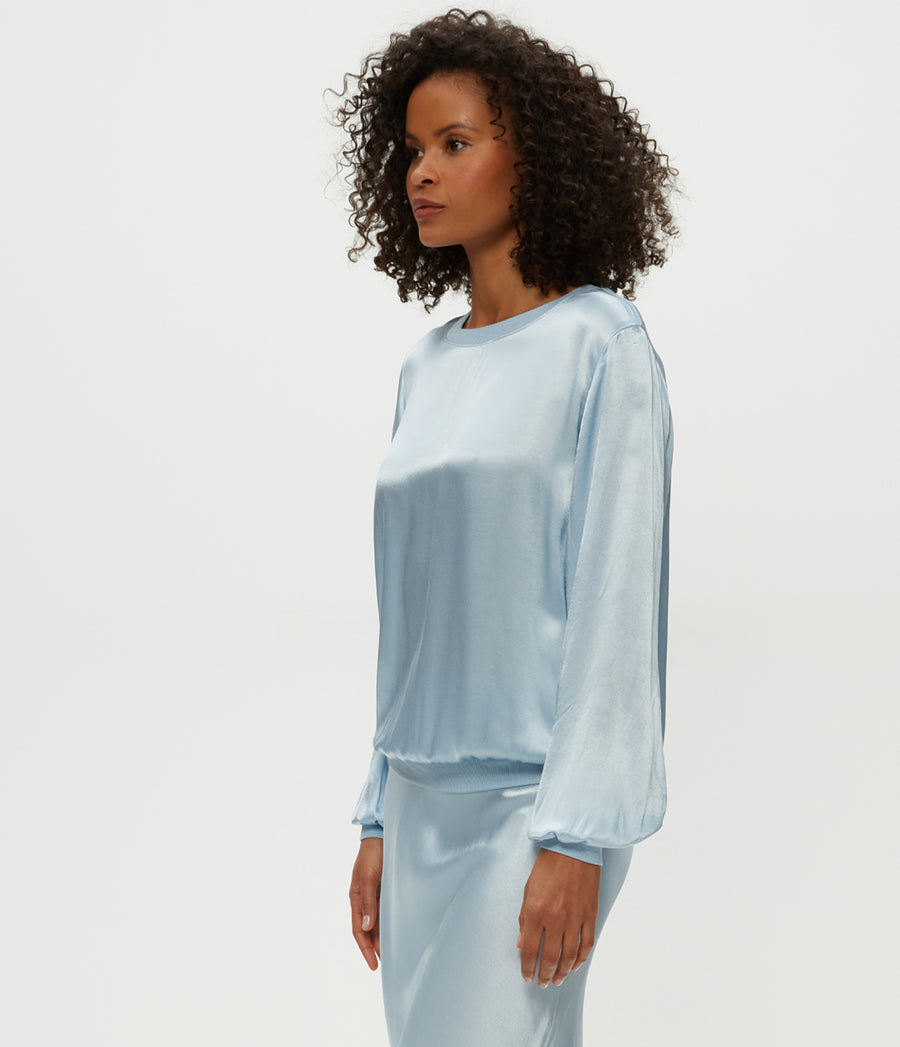 Ariel Sweatshirt in Fountain Blue Side View #FOUNTAIN
