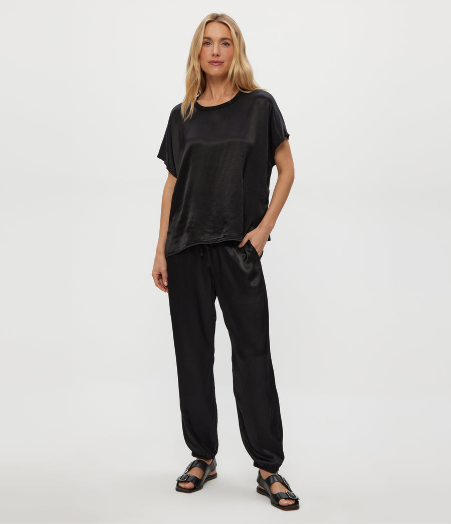 FLOW TEE in Black  Full Body View #BLACK