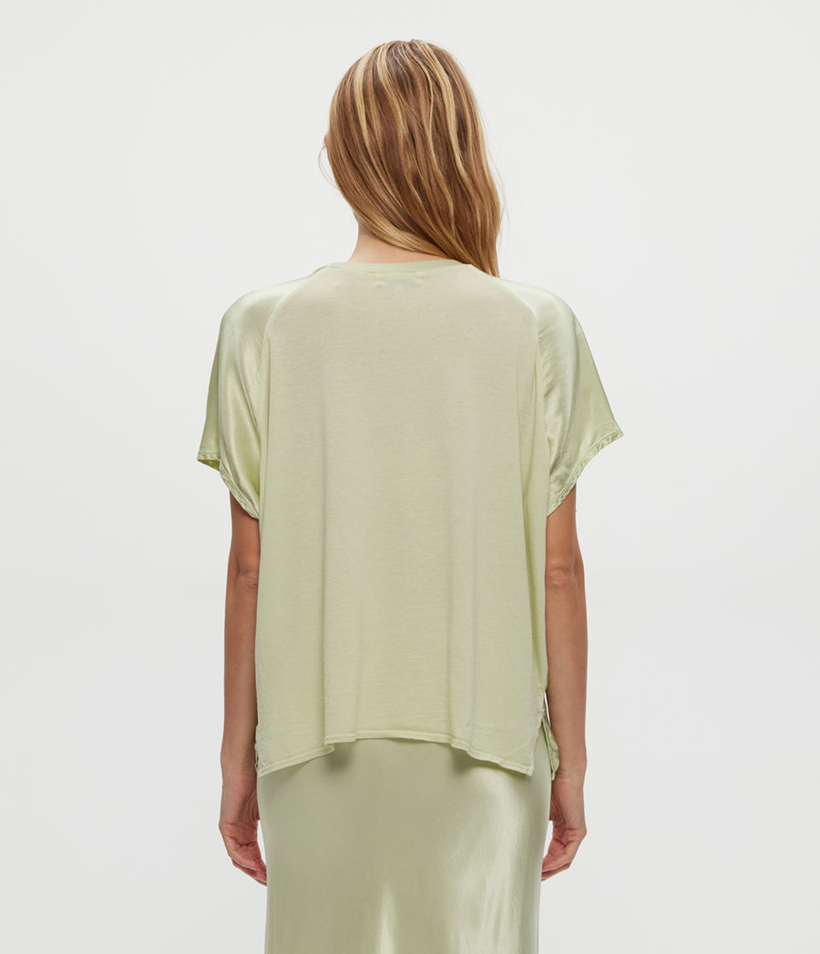 FLOW TEE in CELERY GREEN Back View #CELERY