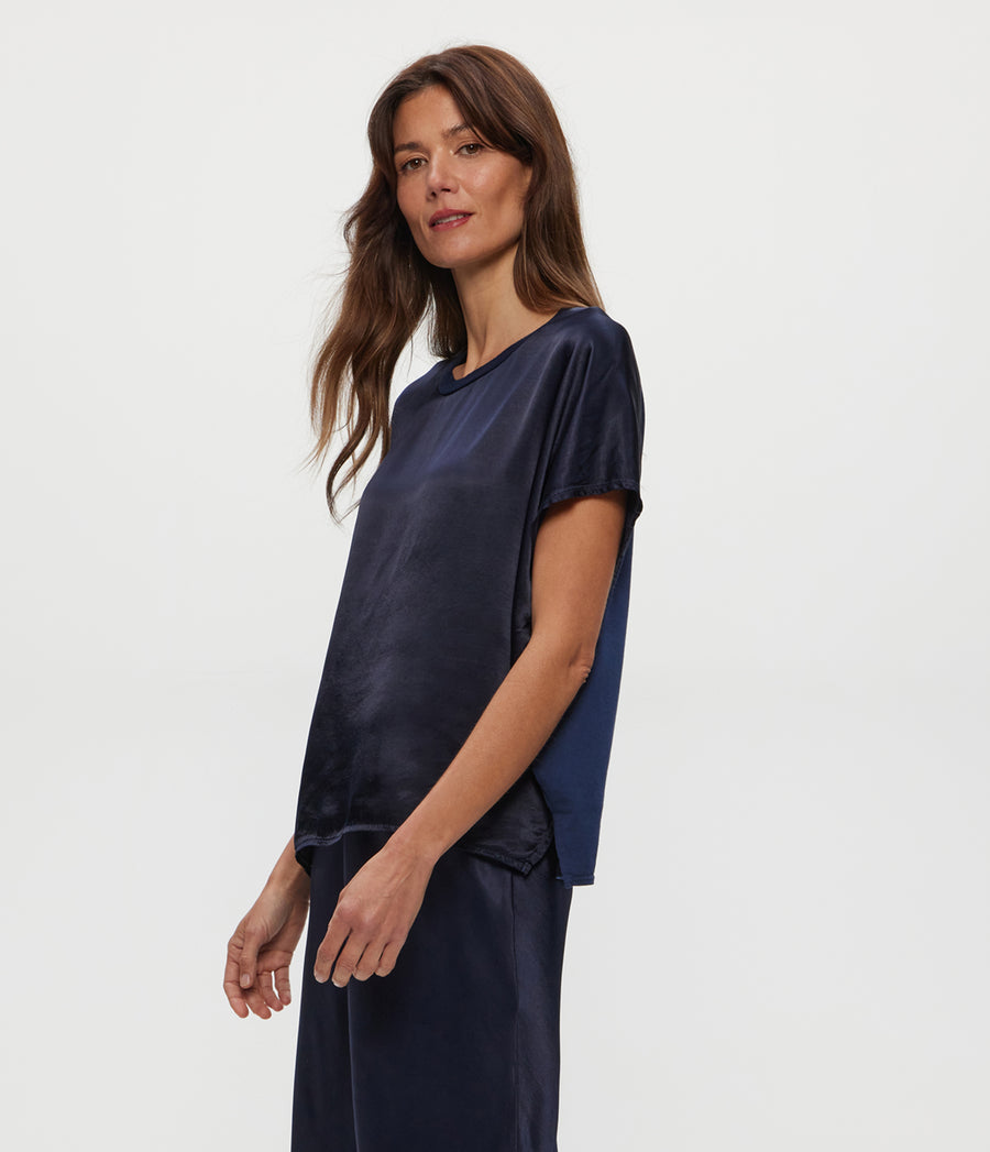 FLOW TEE in Nocturnal Blue Side View #NOCTURNAL