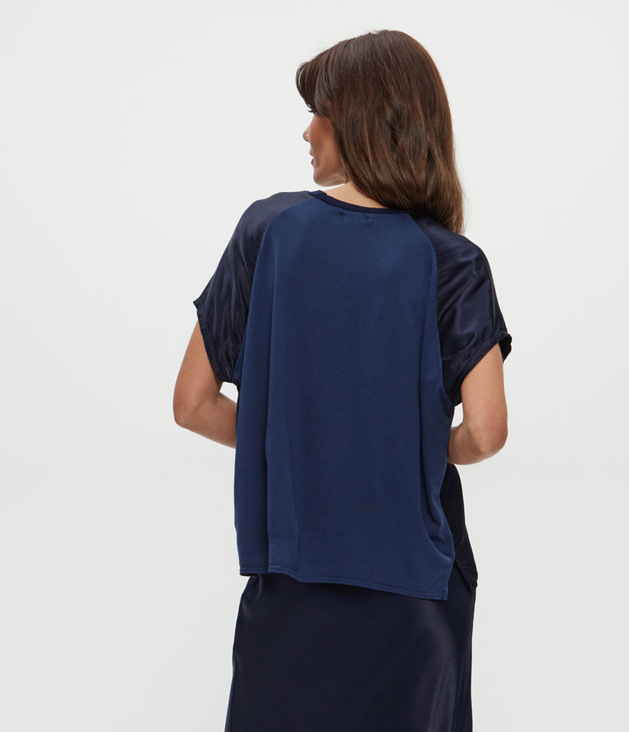 FLOW TEE in Nocturnal Blue Back View #NOCTURNAL