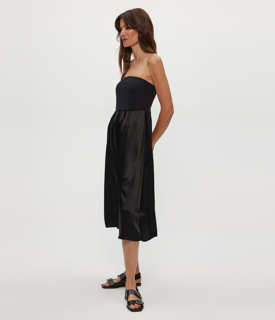 SKYLER MIDI DRESS in Black  Side View #BLACK