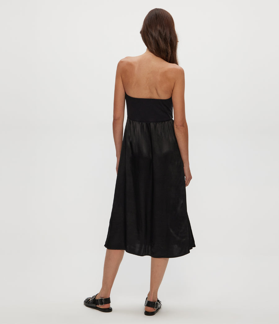 SKYLER MIDI DRESS in Black  Back View #BLACK