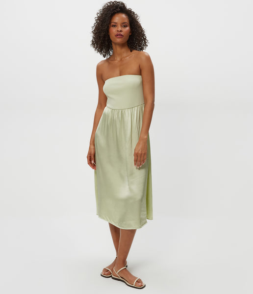 Women's Solange Satin Midi Dress - Olive - Size M - Michael Stars Women's Solange Satin Midi Dress - Olive - Size M - Michael Stars