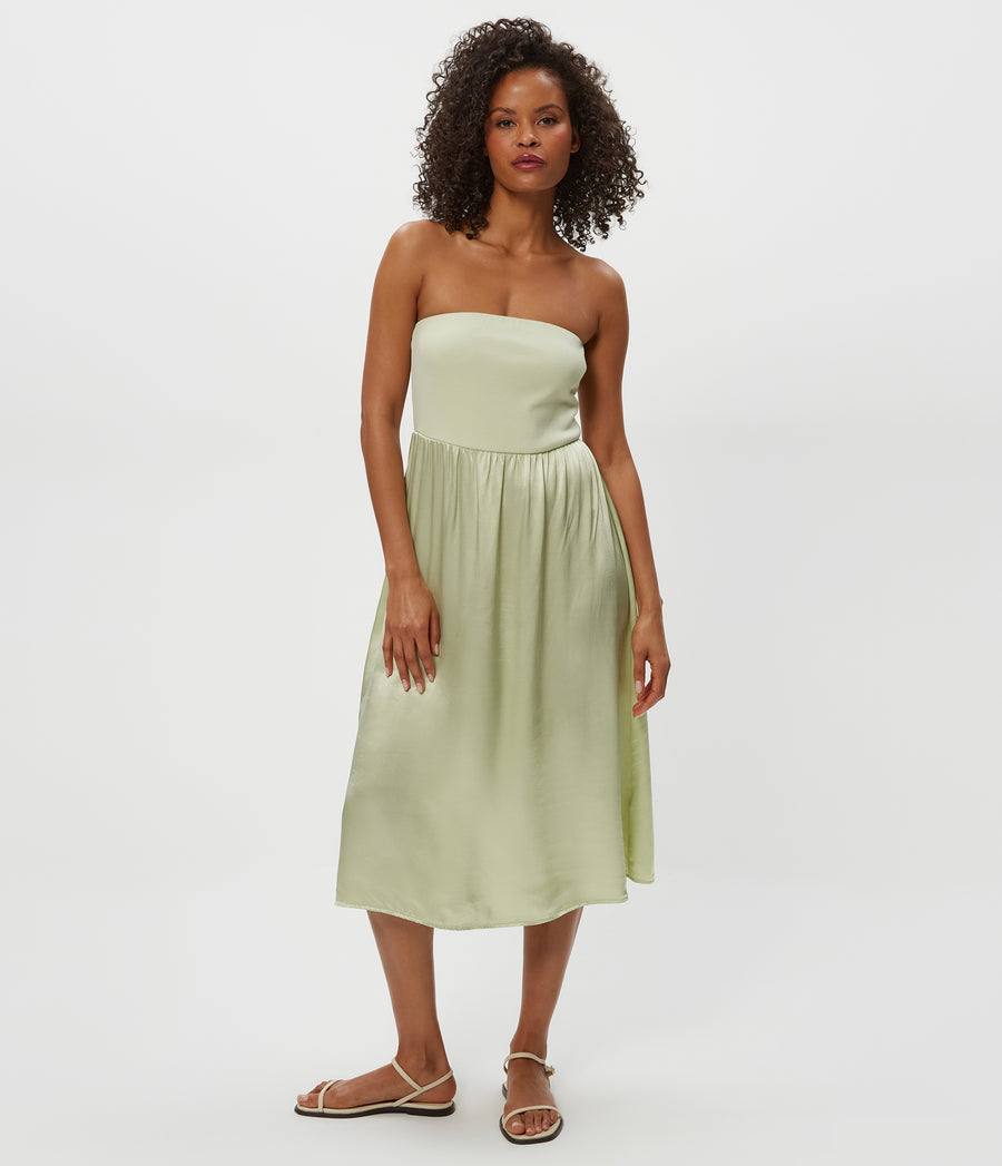 Women's Solange Satin Midi Dress - Olive - Size M