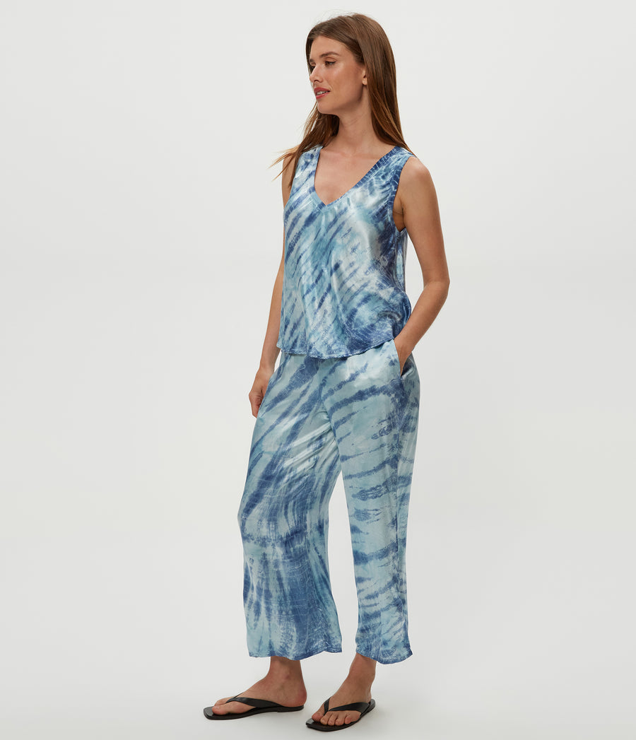 Sacha Double Dye Cropped Pant in LIGHT BLUE COMBO View #LIGHT BLUE COMBO