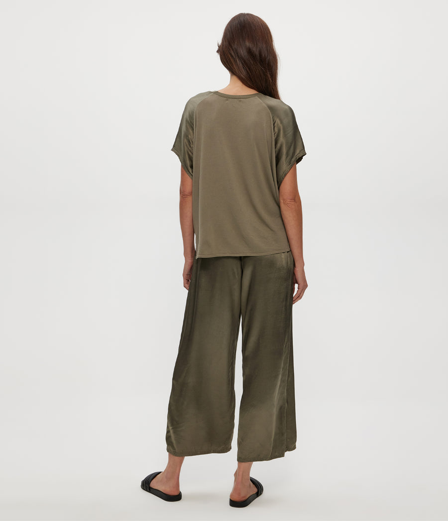 SACHA CROPPED PANT in Olive Green Back View #OLIVE