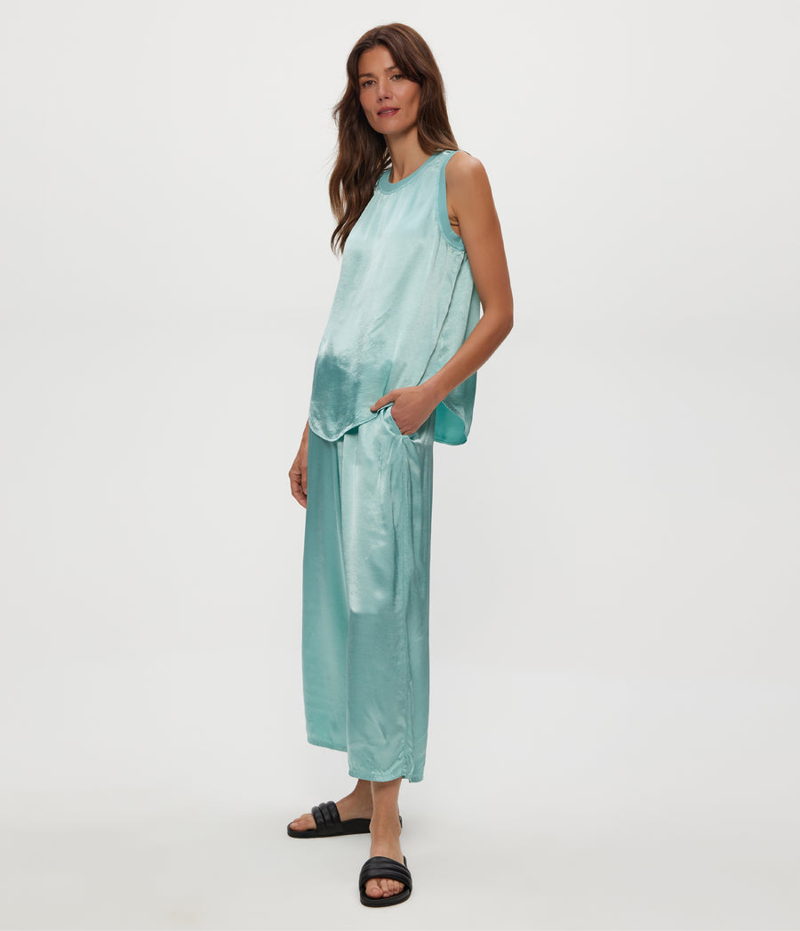 SACHA CROPPED PANT in SERENE BLUE Side View #SERENE