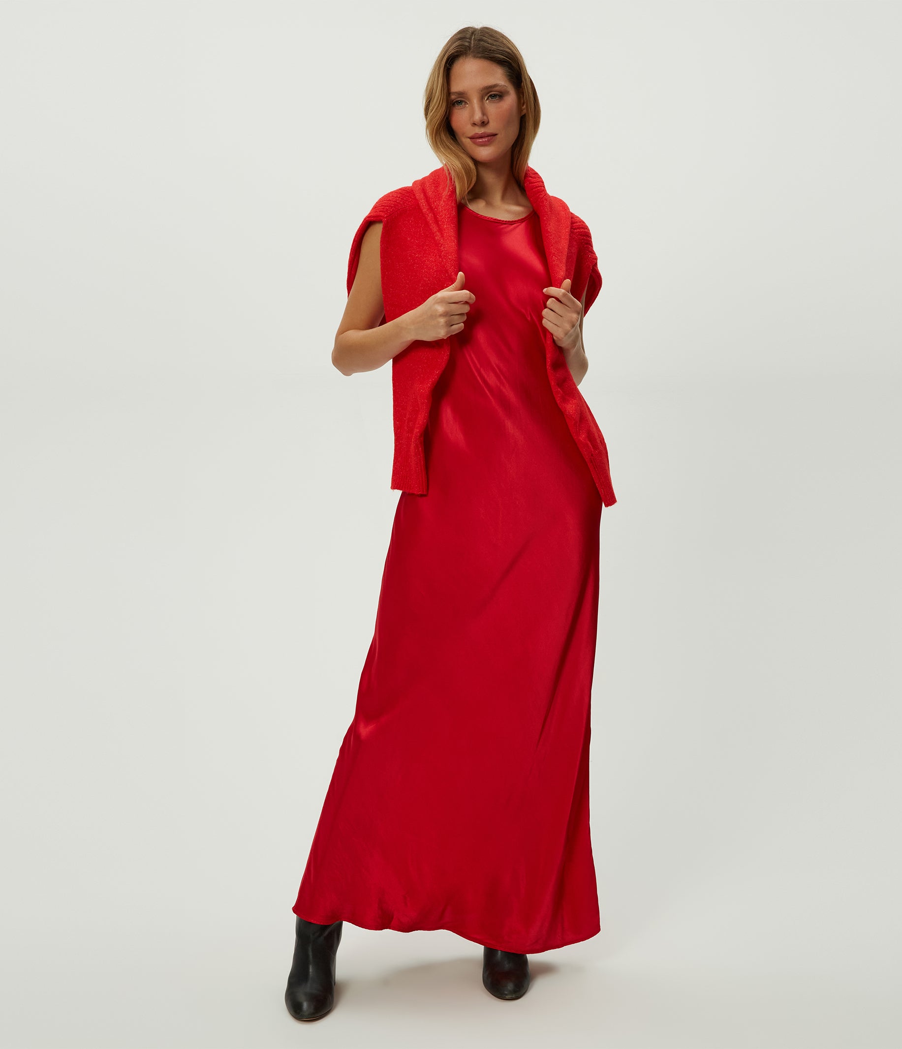 Women's Racine Satin Maxi Dress - Poppy - Size L - Michael Stars Women's Racine Satin Maxi Dress - Poppy - Size L - Michael Stars