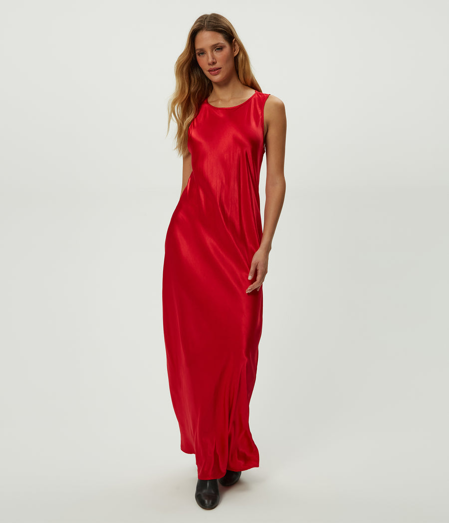Women's Racine Satin Maxi Dress - Poppy - Size XS