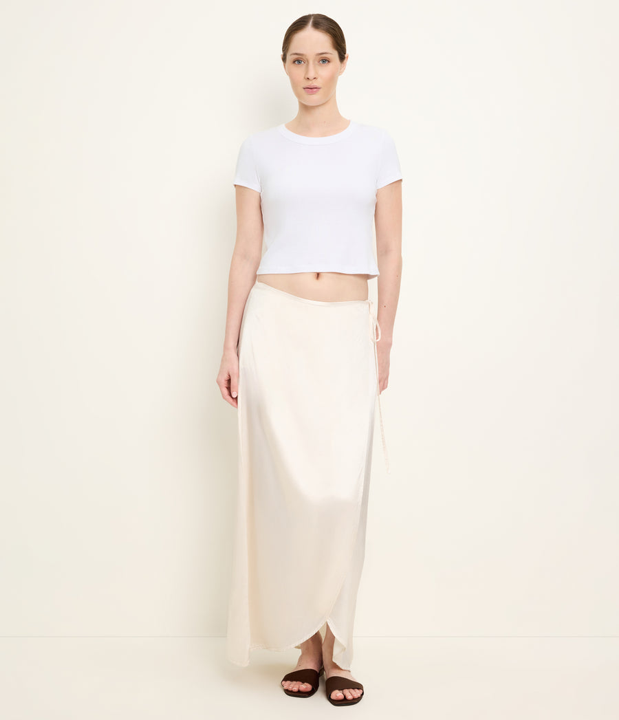 Diane Wrap Midi Skirt in Chalk White Full Body View #CHALK