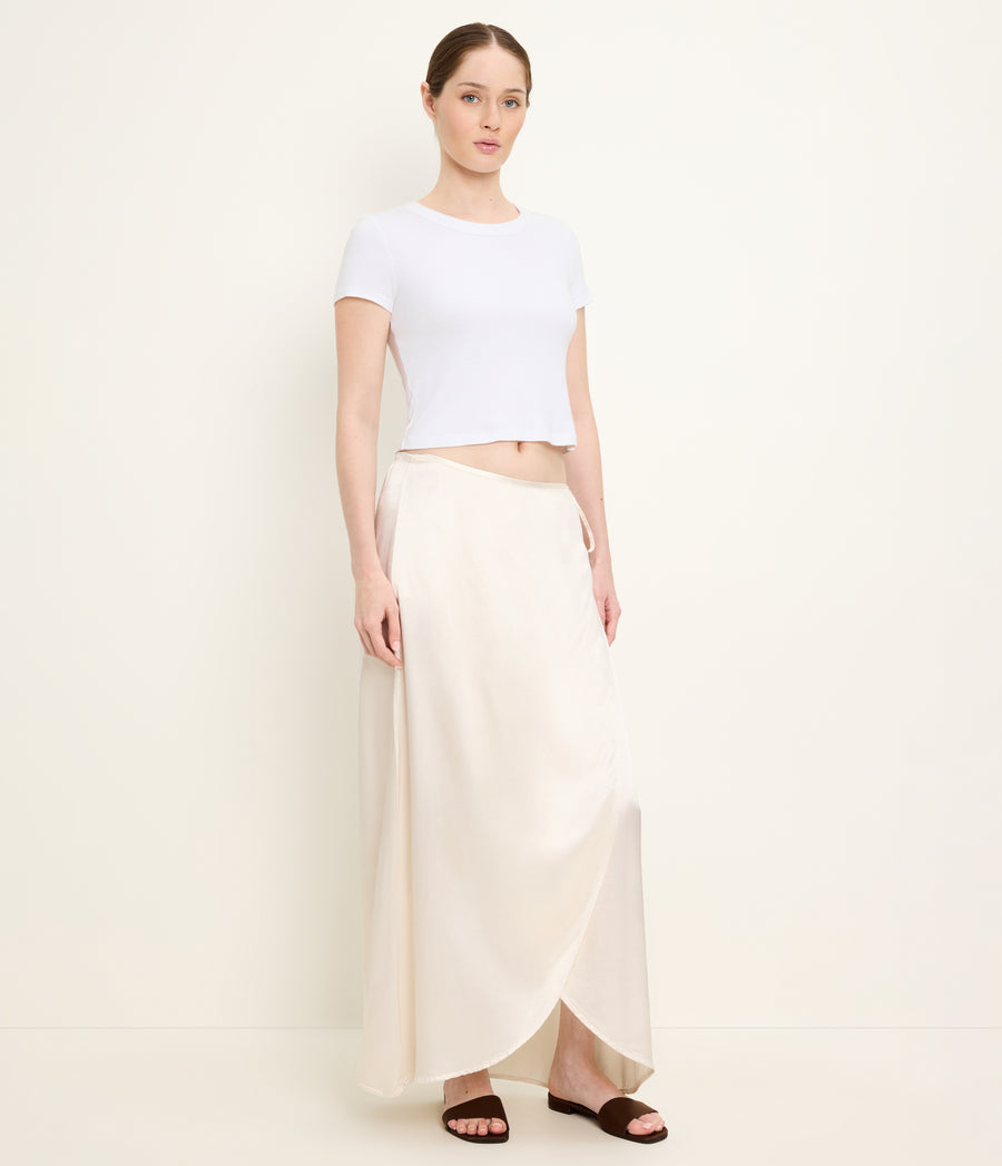 Diane Wrap Midi Skirt in Chalk White Side View #CHALK