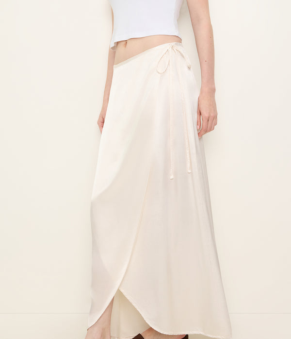 Diane Wrap Midi Skirt in Chalk White Close Up View #CHALK
