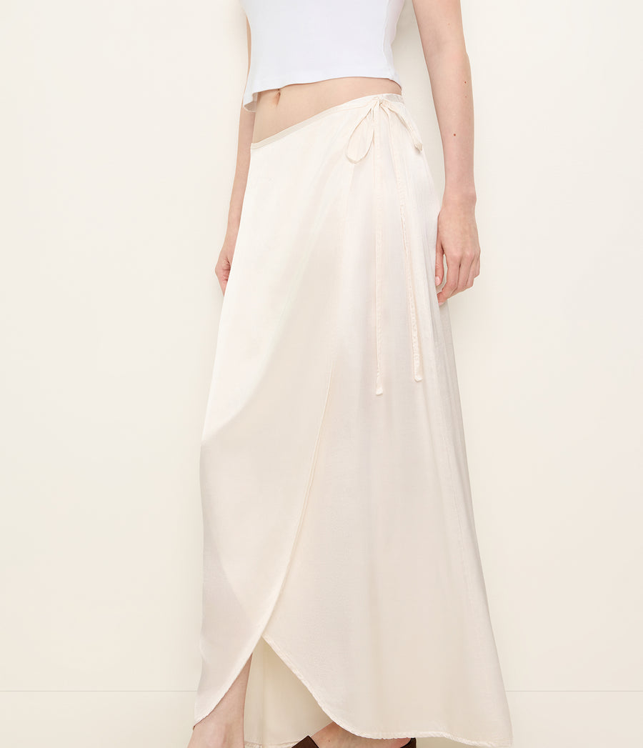 Diane Wrap Midi Skirt in Chalk White Close Up View #CHALK